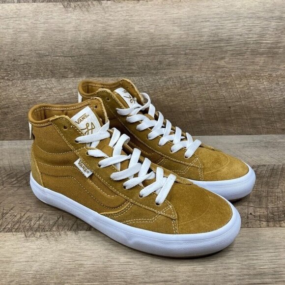 VANS The Lizzie Gold/White Suede Shoes Sneakers Mens Size 5.5 Womens Size 7 NEW